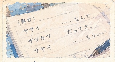 台本のセリフとト書きの水彩画